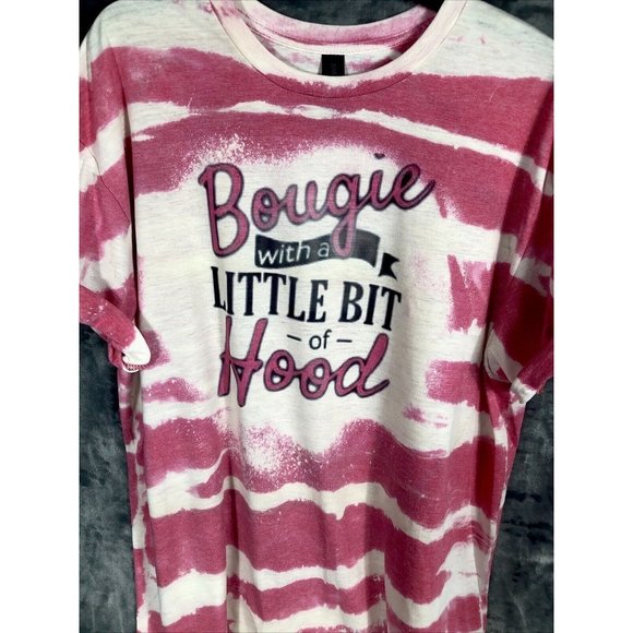 Bougie With A Little Bit Of Hood Women’s T-Shirt Tie Dye Bleached Extra Large - Picture 3 of 11